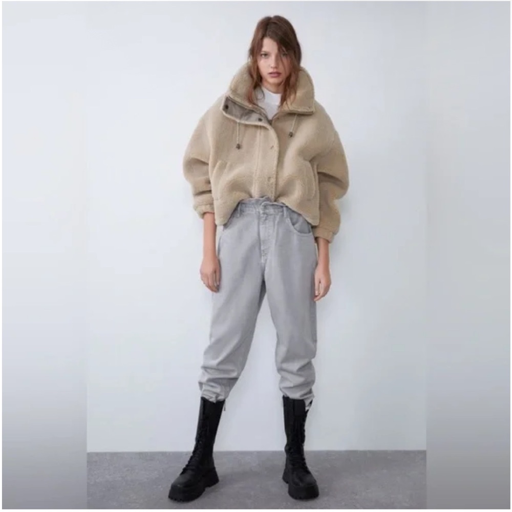 Zara Beige Fleece Jacket